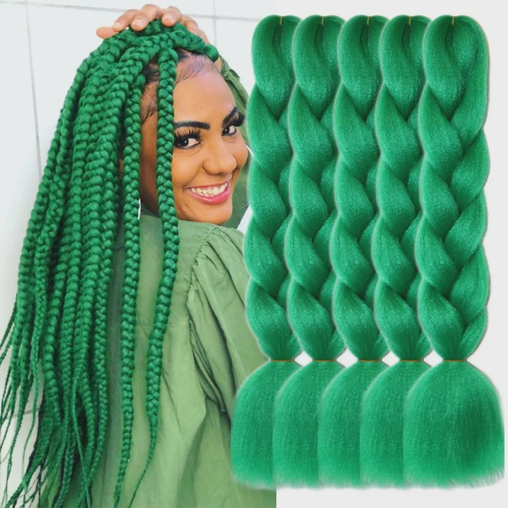 5x Jumbo Braiding Hair Extensions - 24 Inch Synthetisch Vlecht Haar - Pre-stretched Yaki