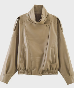 Dames Elegante Zwarte Jas - Street Style Asymmetrisch met Rits en Zakken