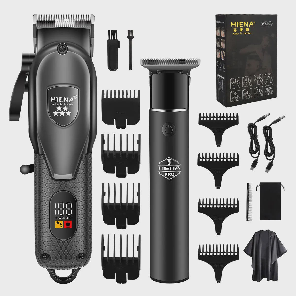 Professionele Baardtrimmer en Tondeuse Kit met LCD Display