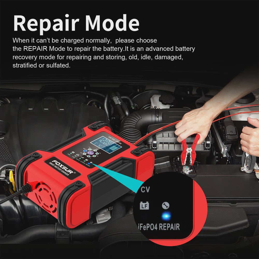 Volautomatische Auto Acculader 12V 12A met Digitaal Display & Puls Onderhoud