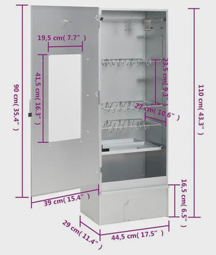 RVS Smoker BBQ met Houtspaanderbak - 44.5x29x110cm - Ideaal voor Vis en Vlees