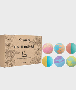 OceAura Luxe Badzout Set - 6x Ontspannende Bath Bombs met Lily, Rose & Rosemary - Huidverbeterend & Hydraterend