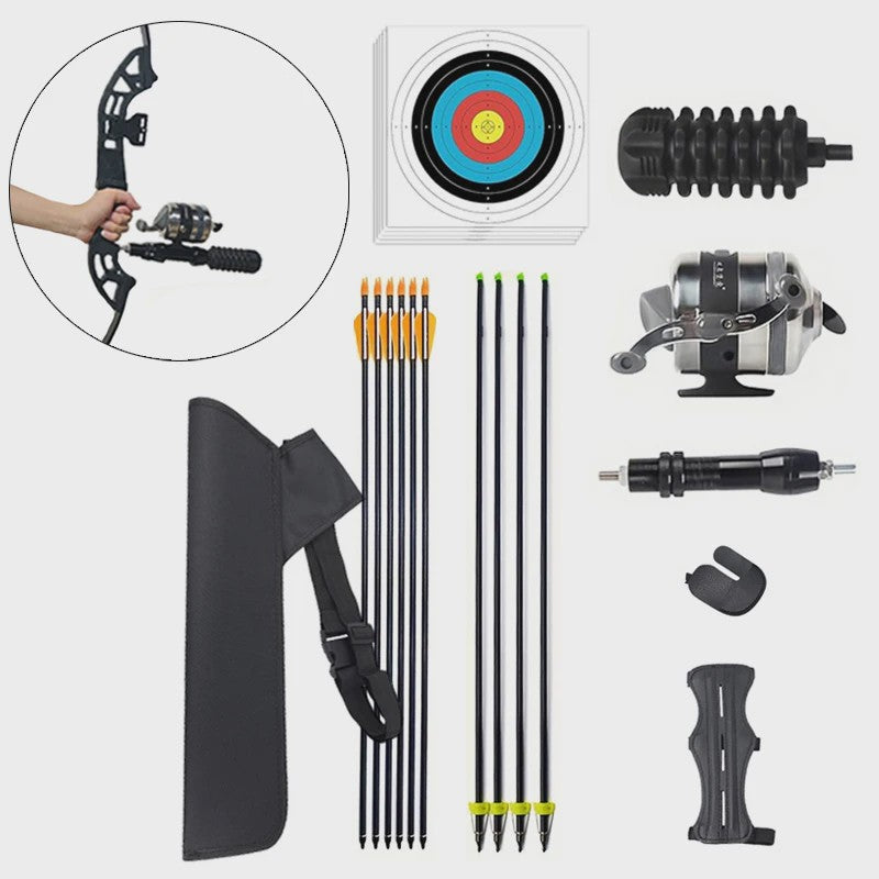 DIY Handboog Set met Pijl en Boog, 40 lbs, Inclusief Doelwit, Armbeschermer en Visserijmolen