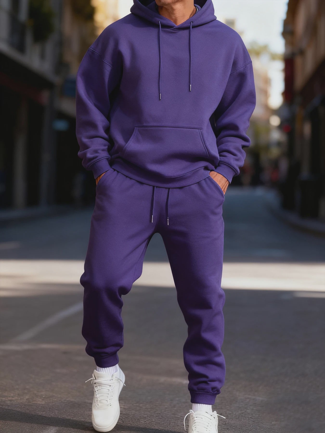 Unisex Fleece Hoodie Set - Casual Sportkleding voor Heren & Dames