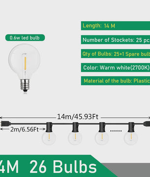 Waterdichte LED Tuinslinger Verlichting G40 - 9M tot 17M - Sfeervolle Buitenverlichting