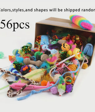 Grote Mix Katten Speelgoed Set (14/28/56 Stuks) - Plastic & Pluche Speeltjes voor Uren Plezier