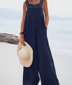 Zomerse Wijde Pijp Jumpsuit met Bretels - Casual en Comfortabel