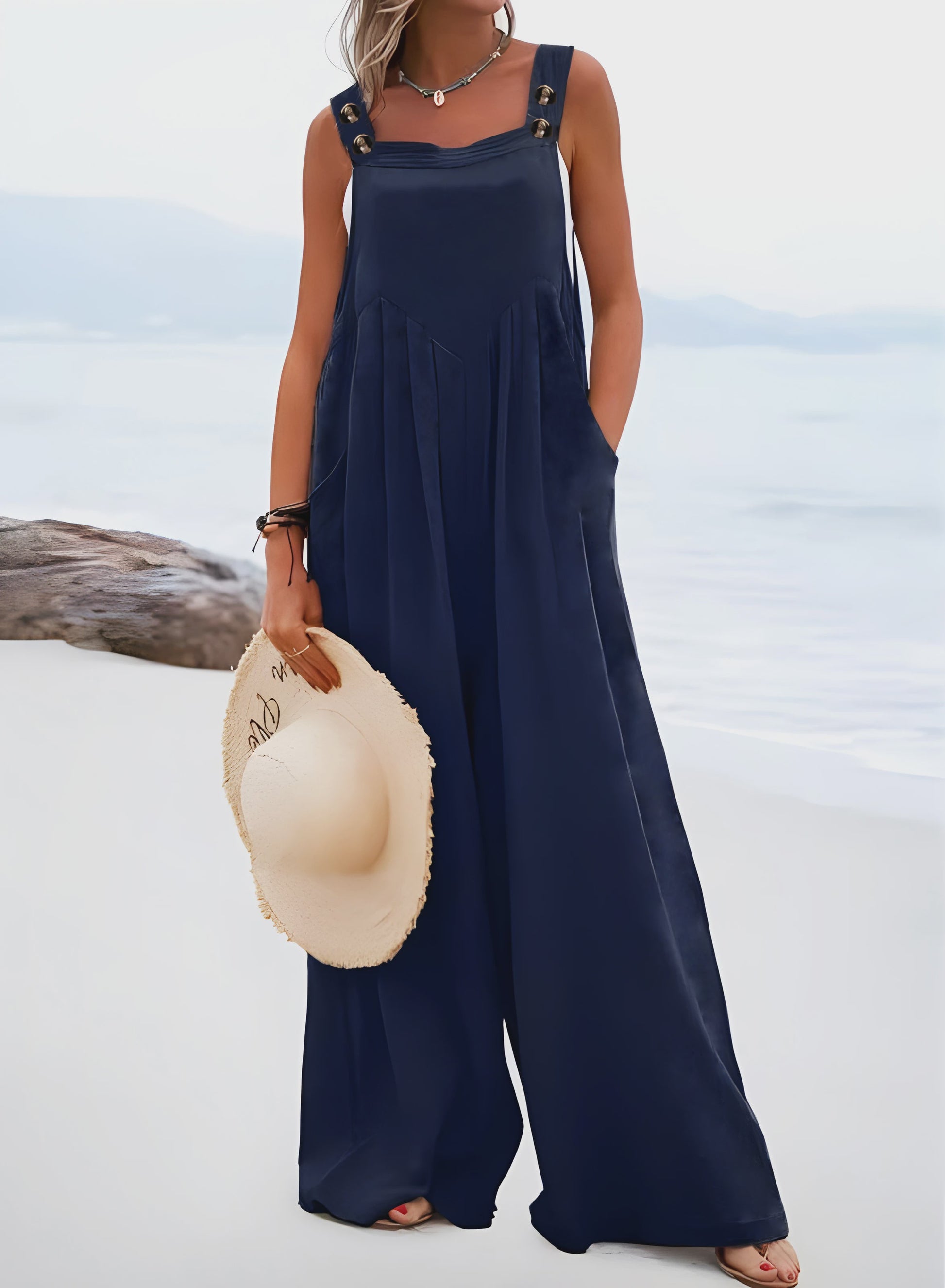 Zomerse Wijde Pijp Jumpsuit met Bretels - Casual en Comfortabel