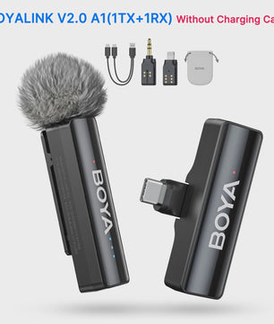 BOYA BY-LM2 Draadloos Lavalier Microfoon Systeem - 2.4GHz Dual-Channel voor iPhone, Android, Camera's
