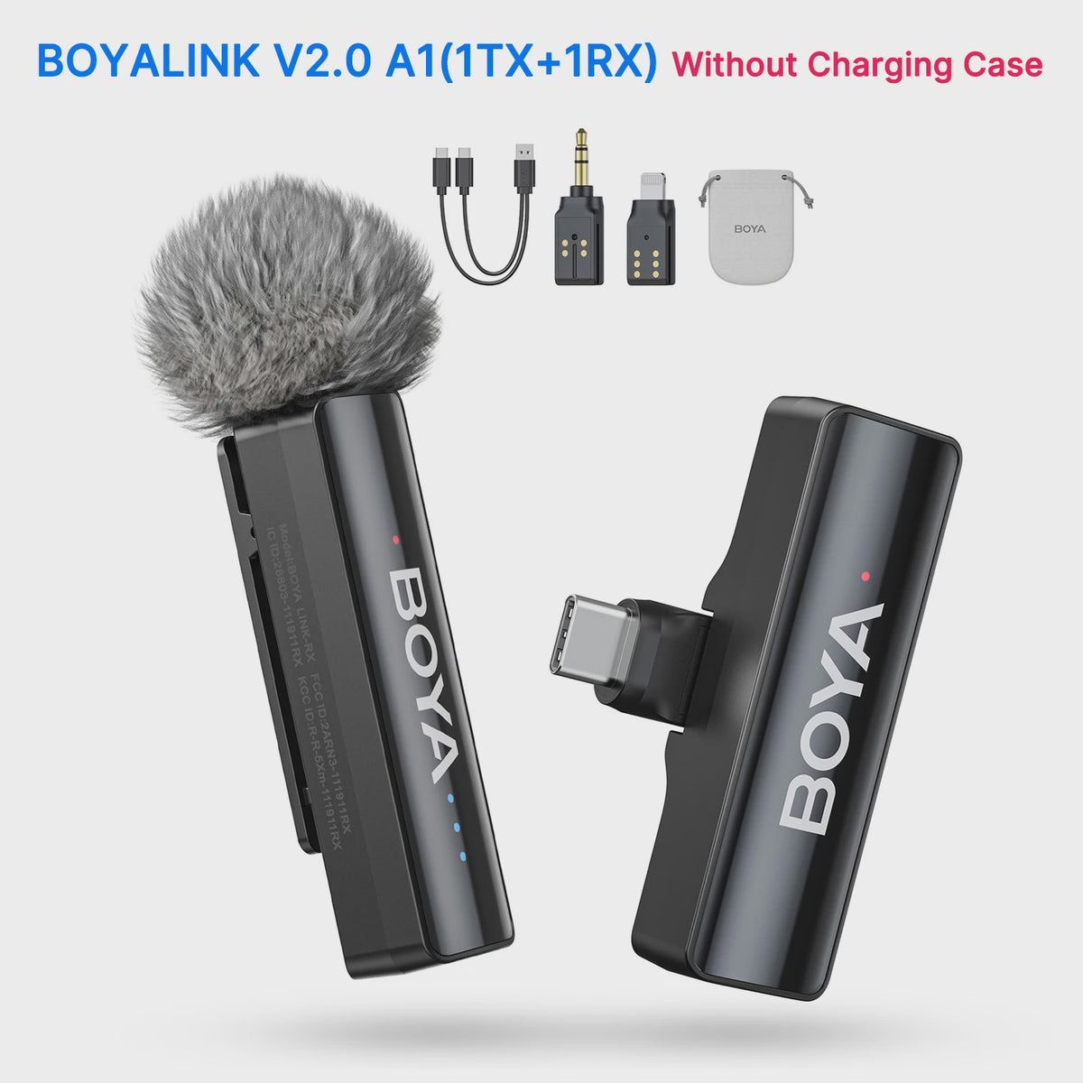 BOYA BY-LM2 Draadloos Lavalier Microfoon Systeem - 2.4GHz Dual-Channel voor iPhone, Android, Camera's