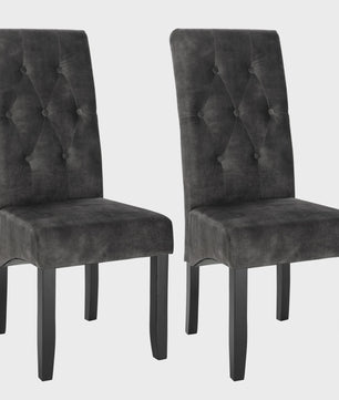 Set van 2 eetkamerstoelen met hoge rugleuning en comfortabele zitting - Massief Hout