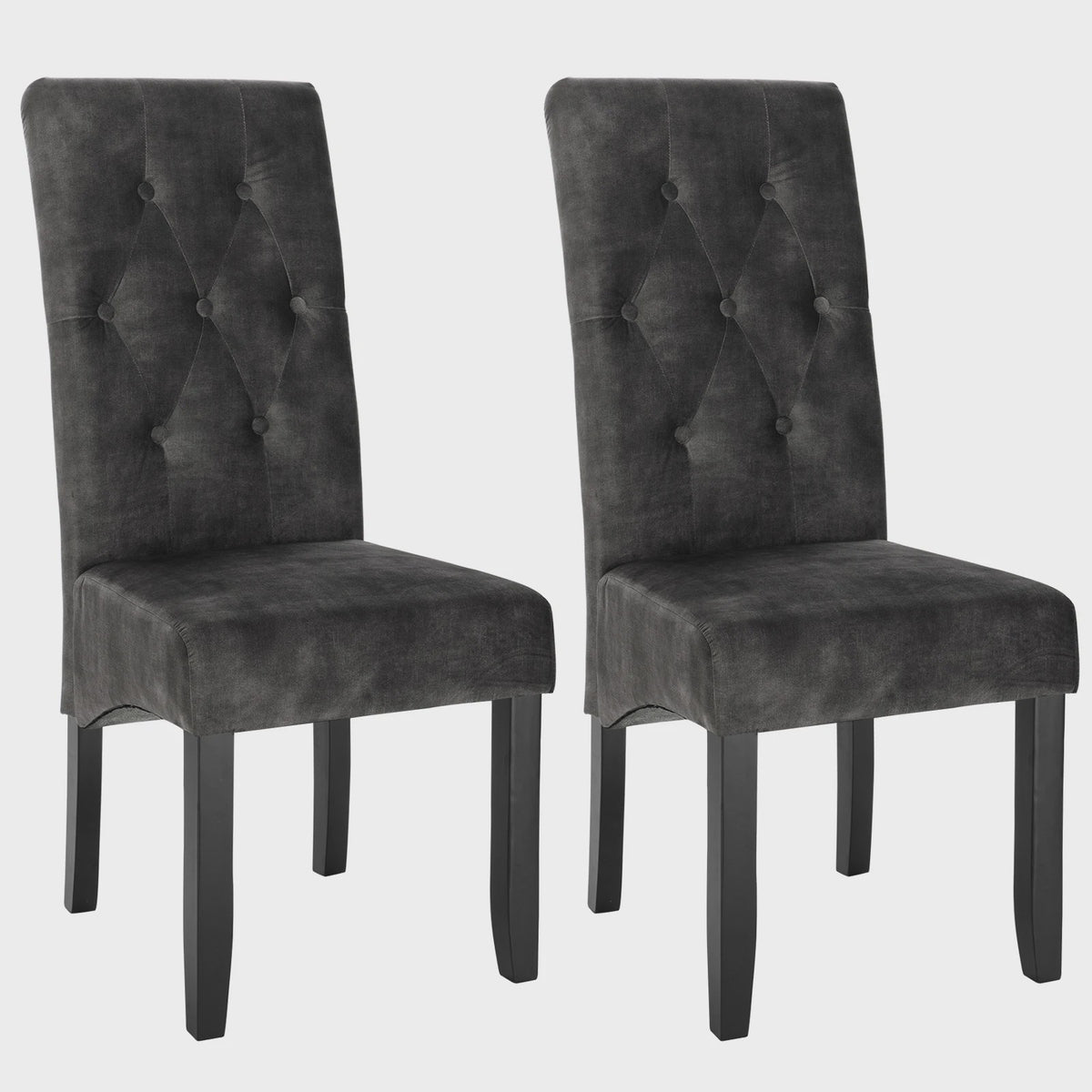 Set van 2 eetkamerstoelen met hoge rugleuning en comfortabele zitting - Massief Hout