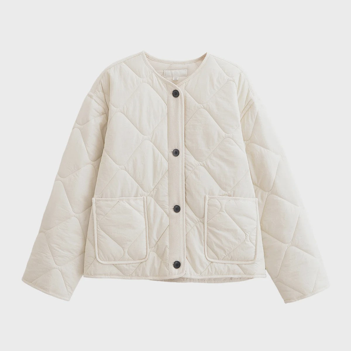 Dames Korte Gewatteerde Jas met Ronde Hals - Stijlvolle Herfst/Winter Casual Jas