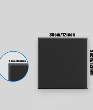 12x Akoestische Panelen Zelfklevend - Geluidsisolerend & Geluidsabsorberend - 30x30x0.9cm - Zwart