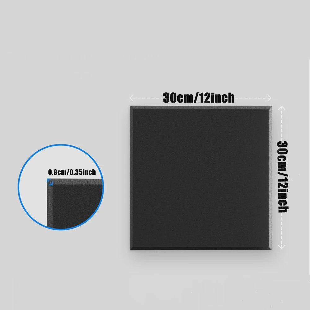 12x Akoestische Panelen Zelfklevend - Geluidsisolerend & Geluidsabsorberend - 30x30x0.9cm - Zwart