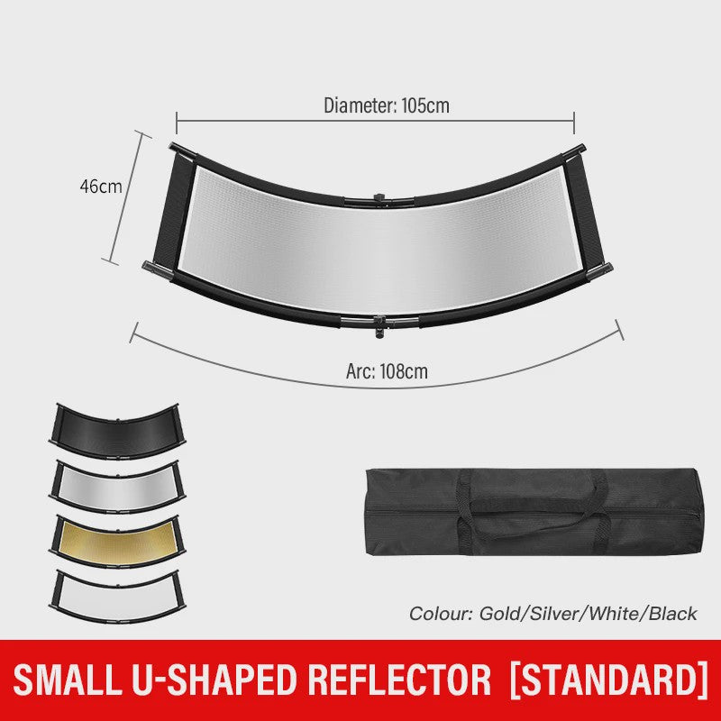 U-vormige Studio Reflector 4-in-1 (Goud/Zilver/Wit/Zwart) - 108cm/176cm