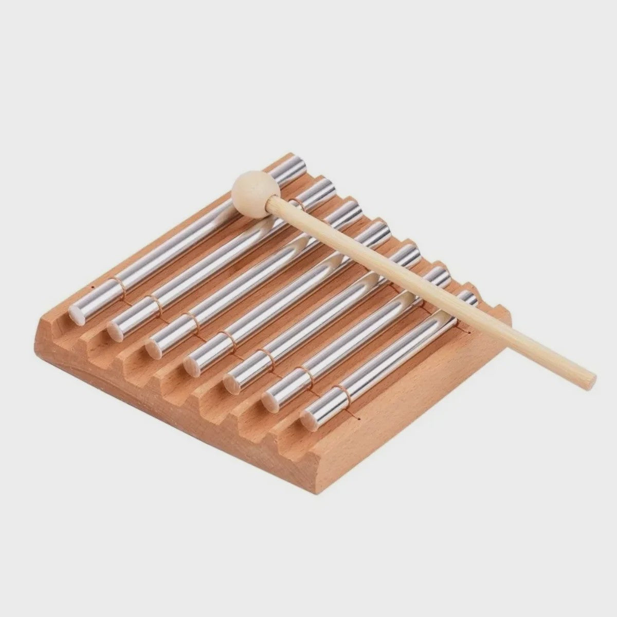 Houten Meditatie Klokkenspel - 1 t/m 7 Tonen, Aluminium Staven, Beuken Houten Basis