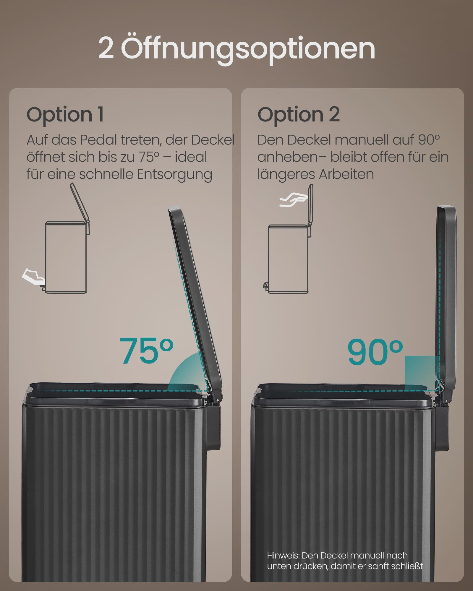 Songmics Keuken Pedaalemmer 50L - Stijlvol RVS met Soft Close & Ruimtebesparend Ontwerp