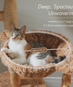 Luxe Kattenboom 150cm met Wicker Manden, Krabpaal & Bloemenplateaus