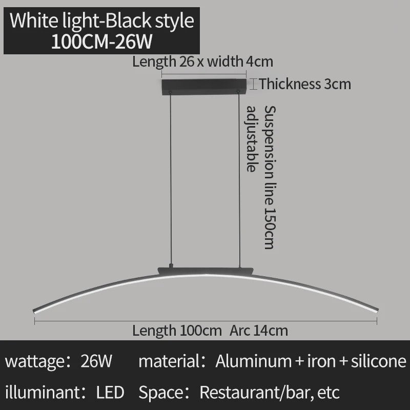 Moderne LED Boog Hanglamp - Stijlvolle Verstelbare Plafondlamp voor Eetkamer & Keuken