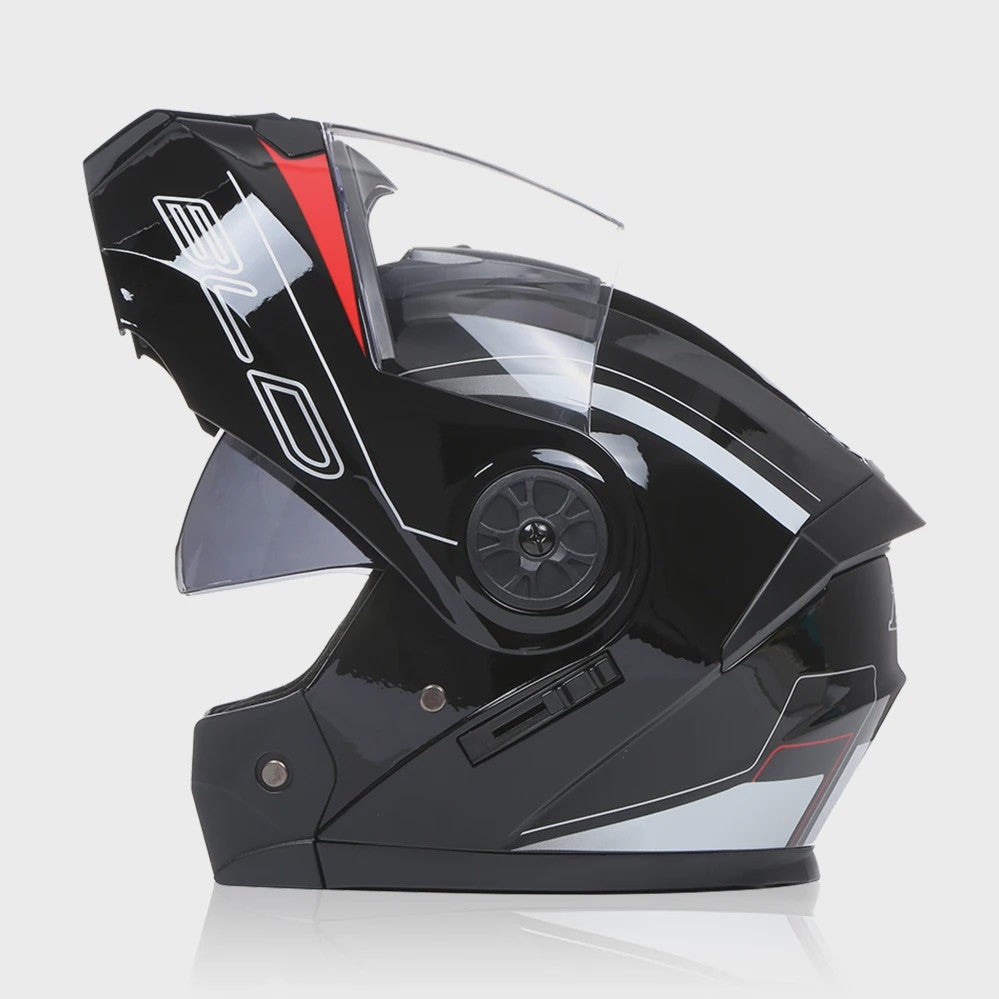 BLD Flip-Up Motorhelm Modulair ABS Dubbel Vizier DOT Goedgekeurd