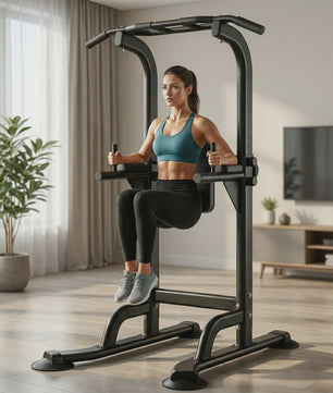 Power Tower Pull Up & Dip Station: 6-in-1 Home Gym voor Krachttraining, Verstelbaar (165-210cm), 350LB Capaciteit