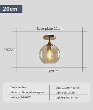 Moderne Glazen Plafondlamp met LED - Minimalistisch Design voor Hal, Slaapkamer, Balkon