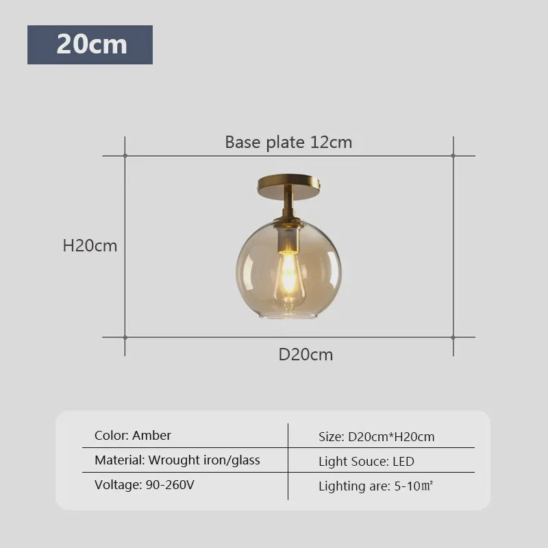 Moderne Glazen Plafondlamp met LED - Minimalistisch Design voor Hal, Slaapkamer, Balkon