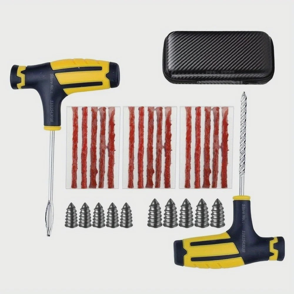 Universele Bandenreparatieset met Gereedschap en Plakstrips - Noodreparatie voor Auto, Motor, Fiets
