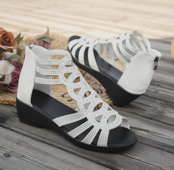 Dames Romeinse Sandalen met Wedge Hak en Versiering - Zomer 2026