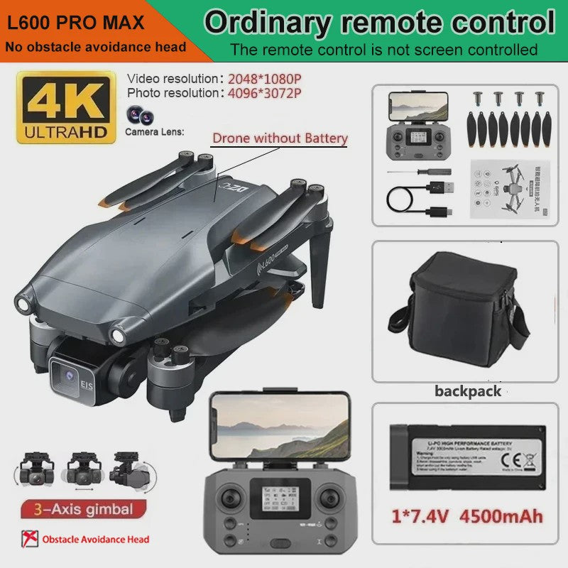 L600 Pro MAX Drone: 8K Camera, 3-Assige Gimbal, GPS & 360° Obstakelvermijding