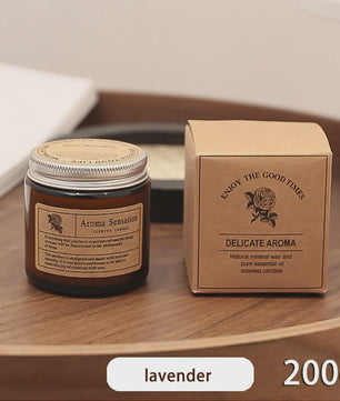 Aromatherapie Kaars in Bruin Glazen Pot - Geurkaars voor Huisdecoratie & Cadeau