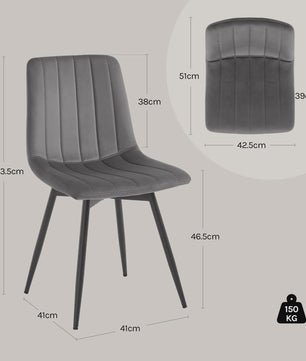 Set van 4 Fluwelen Eetkamerstoelen - 360° Draaibaar & Ergonomisch Ontwerp
