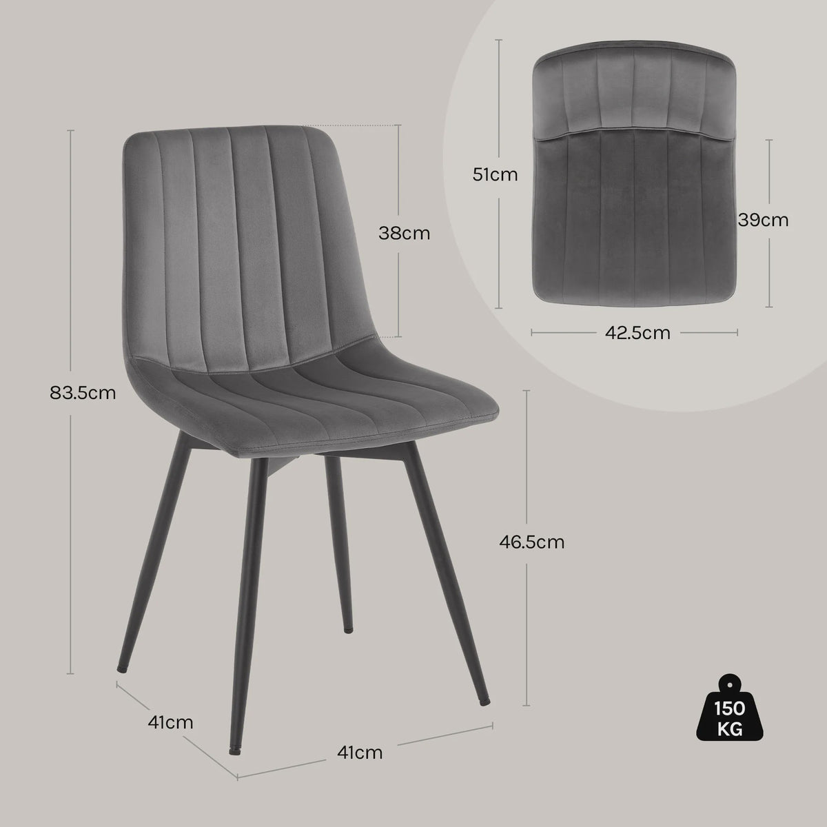 Set van 4 Fluwelen Eetkamerstoelen - 360° Draaibaar & Ergonomisch Ontwerp