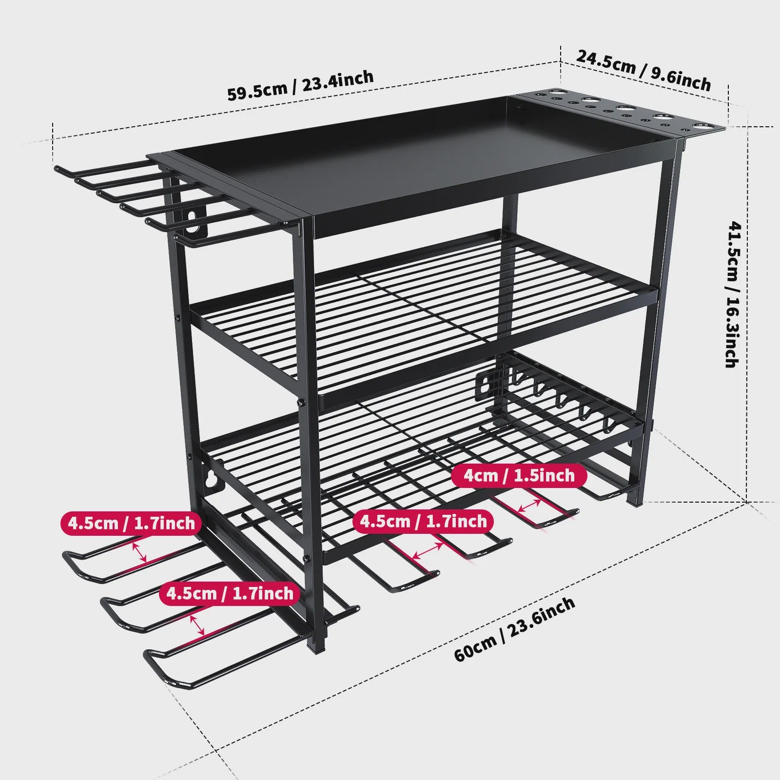 Gereedschapsrek Wandmontage - 2/4 Lagen Organizer voor Elektrisch Gereedschap