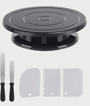 Complete Taartdecoratie Set: Draaitafel, Spatels & Schrapers