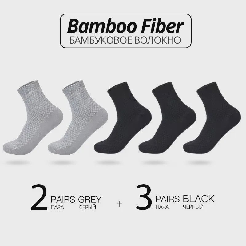 5 Paar Bamboevezel Herensokken - Comfortabel, Ademend & Zakelijk/Casual