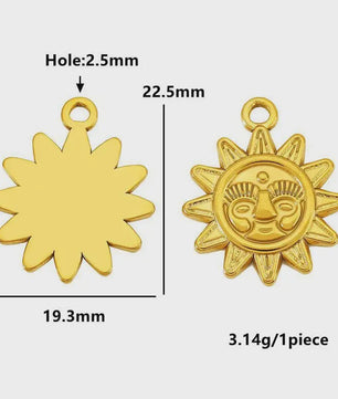 Set van 4 Gouden Bedeltjes: Zon, Hart, Schelp, Vis & Cactus - Roestvrij Staal 18k Goud PVD - DIY Sieraden Maken
