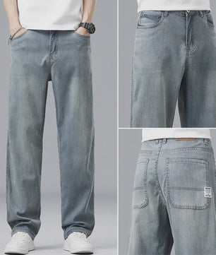 Luchtige Lyocell Heren Jeans - Zomer Broek met Loose Fit & Elastische Taille