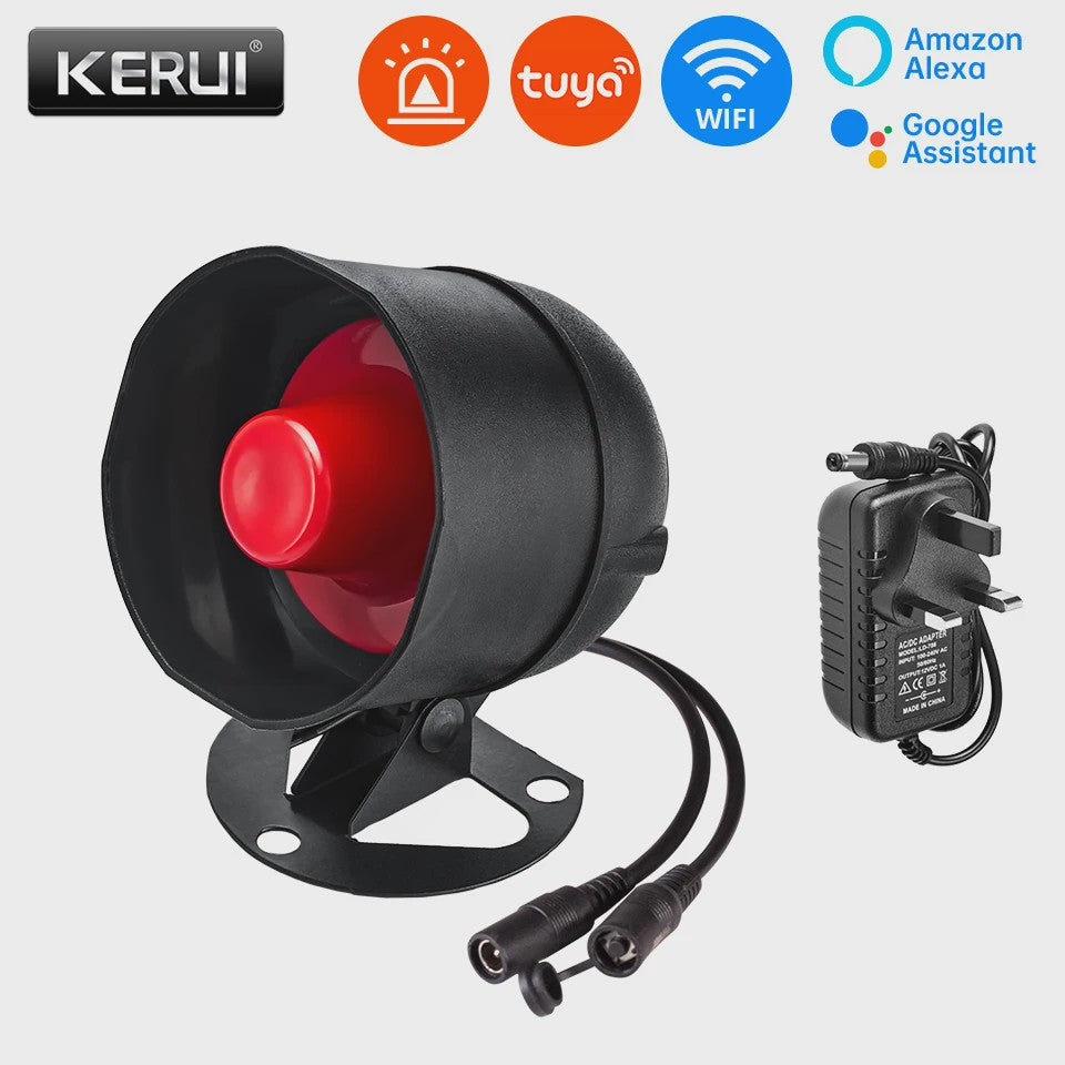 KERUI Slimme WiFi Sirene Alarm - 110dB Luide Luidspreker met Bewegings- en Deur/Raam Sensoren