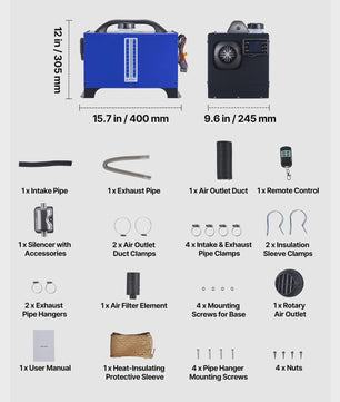8KW Diesel Luchtverwarmer 12V/24V - Draagbare Camper Verwarming met LCD & Afstandsbediening