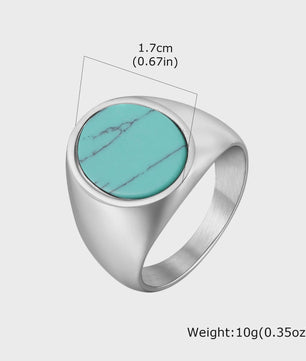 Stijlvolle Heren Ring van Natuursteen (Turquoise/Groen) - Roestvrij Staal Zegelring