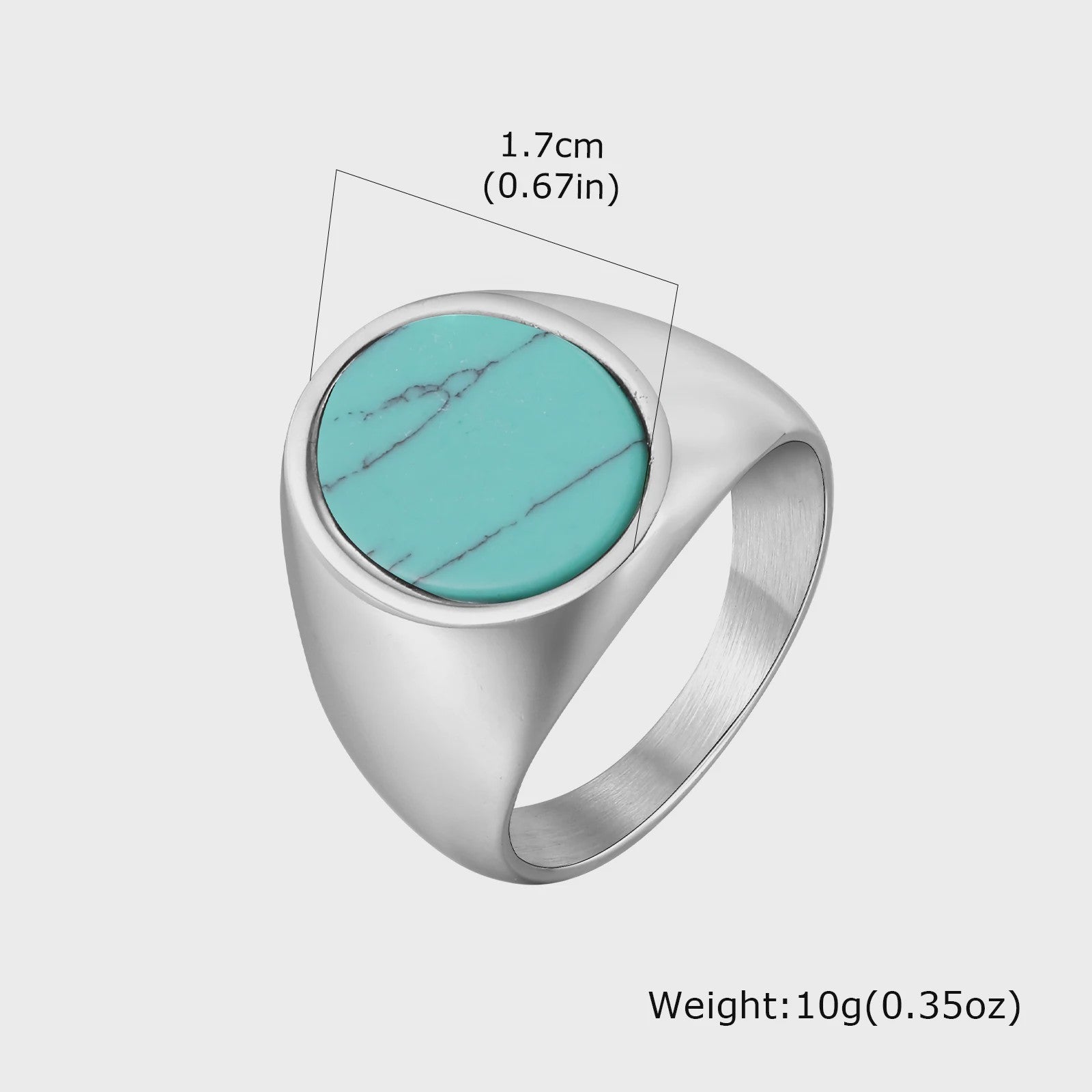 Stijlvolle Heren Ring van Natuursteen (Turquoise/Groen) - Roestvrij Staal Zegelring