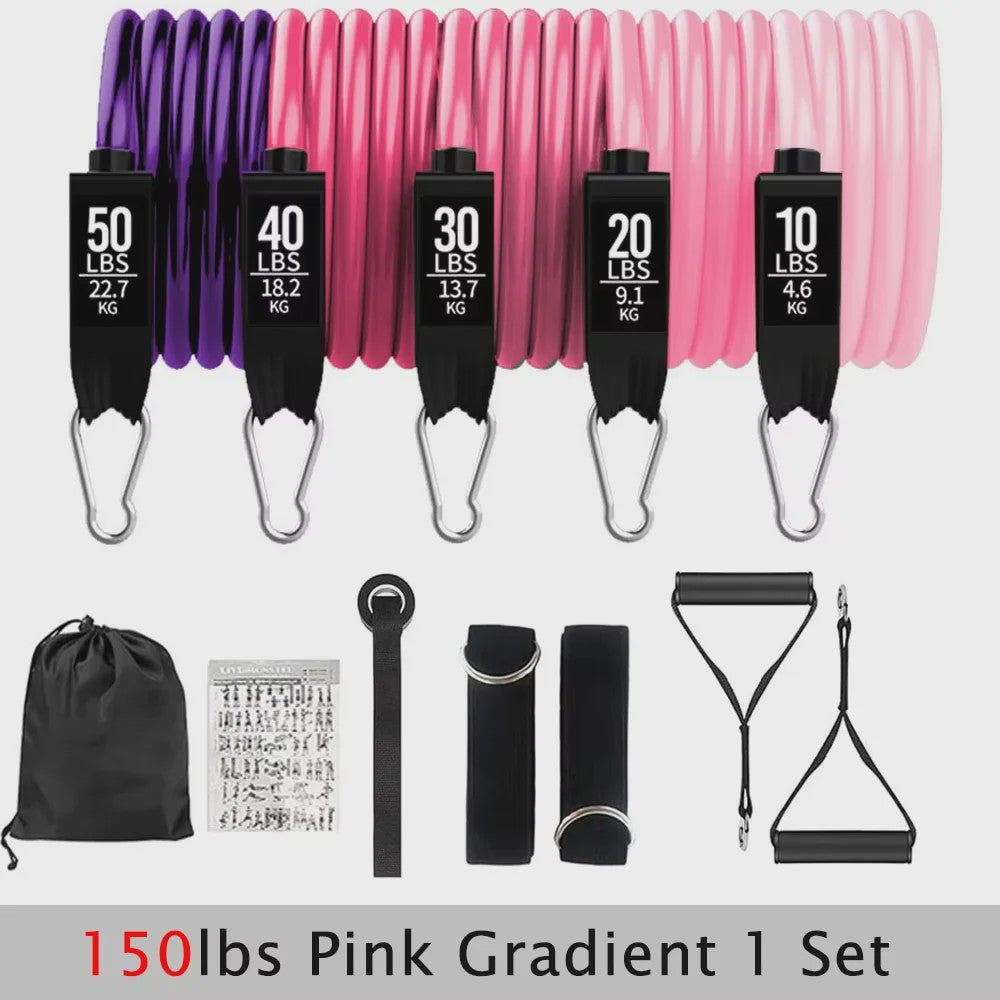 Professionele Weerstandsbanden Set (20-200 LBS) voor Krachttraining Thuis, Gym & Fitness