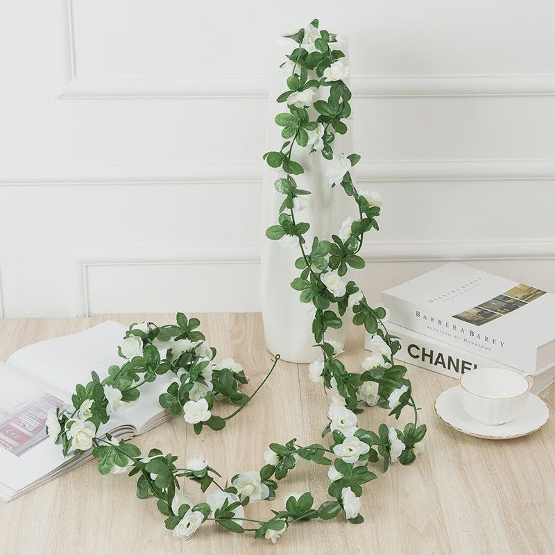Kunstrozen Garland - Decoratieve Slier met Rozen en Bladeren