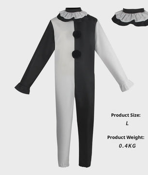 Eng Terrifier Clown Kostuum Heren Dames - Zwart Wit Jumpsuit & Jurk voor Halloween