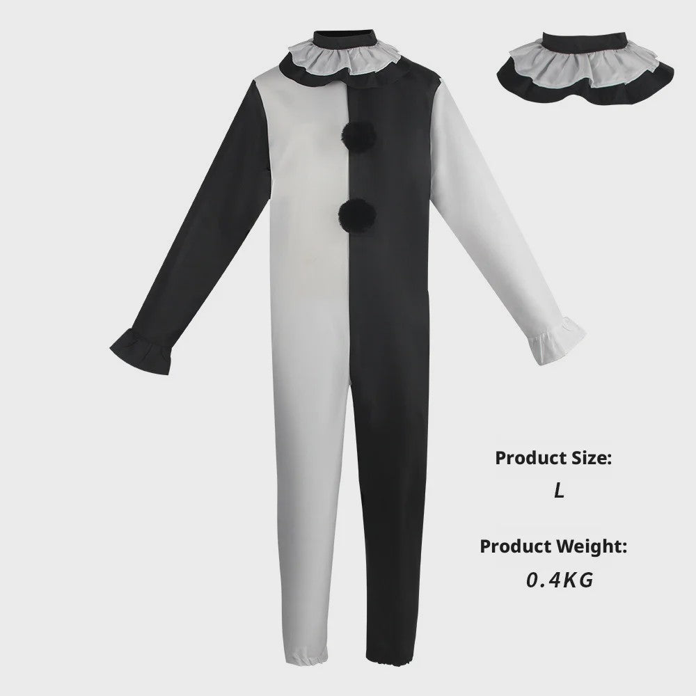 Eng Terrifier Clown Kostuum Heren Dames - Zwart Wit Jumpsuit & Jurk voor Halloween