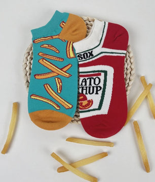 Grappige Sokken met Frietjes & Ketchup Print - Unisex Mid-Calf Sokken
