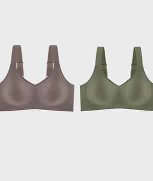 Set van 2 Naadloze Comfort BH's met V-hals en Brede Bandjes - Draadloos & Onzichtbaar