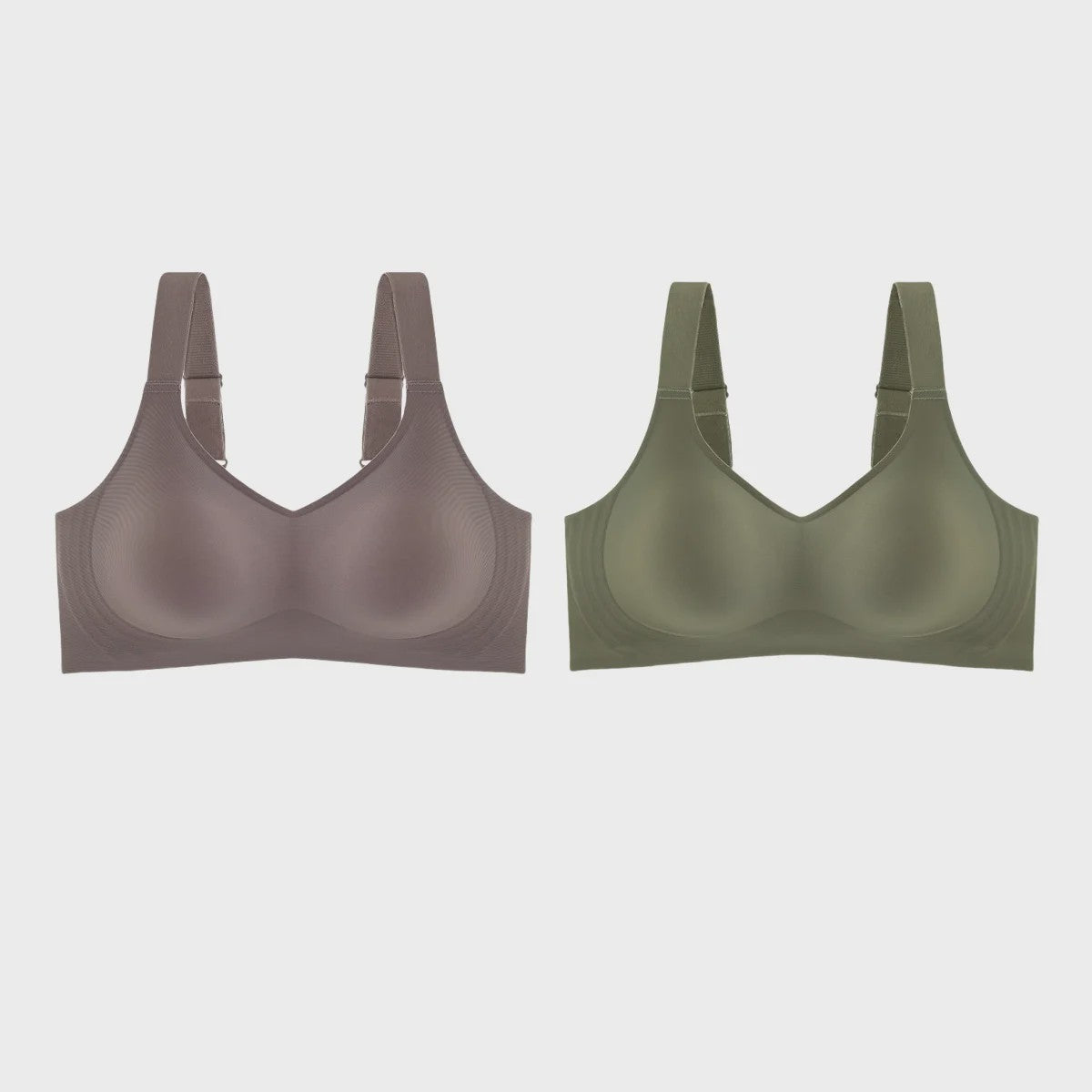 Set van 2 Naadloze Comfort BH's met V-hals en Brede Bandjes - Draadloos & Onzichtbaar